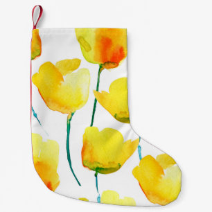 Meia De Natal Pequena Ilustração das tulipas em aquarelas. Padrões se