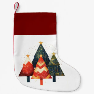 Meia De Natal Pequena Ilustração de Árvores de Natal Geométricas Minimal
