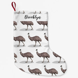 Meia De Natal Pequena Ilustração de desenho animado de aves da Emu