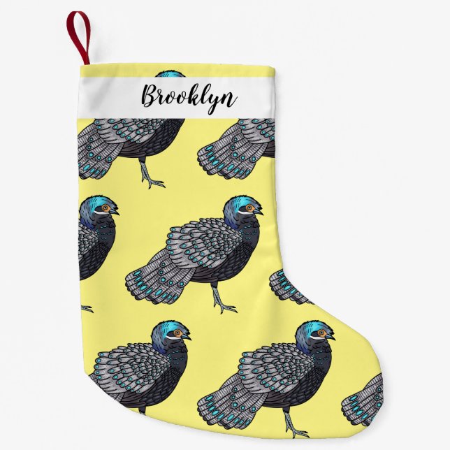 Meia De Natal Pequena Ilustração de desenho animado de aves faisão de pa (Frente)