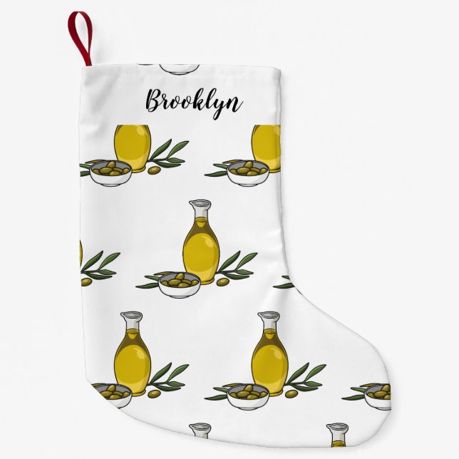 Meia De Natal Pequena Ilustração de desenho animado de azeite (Frente)