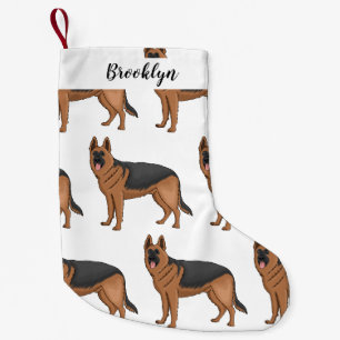 Meia De Natal Pequena ilustração de desenho animado de cão german shephe