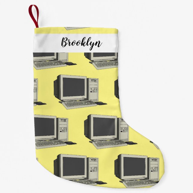 Meia De Natal Pequena Ilustração de desenho animado de computador (Frente)