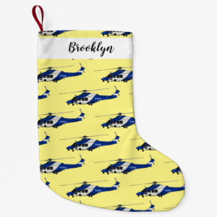 Meia De Natal Pequena Ilustração de desenho animado de helicóptero polic