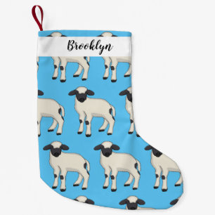 Meia De Natal Pequena Ilustração de desenho animado de ovelha Valais Bla