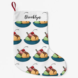 Meia De Natal Pequena ilustração de desenho animado de sorvete