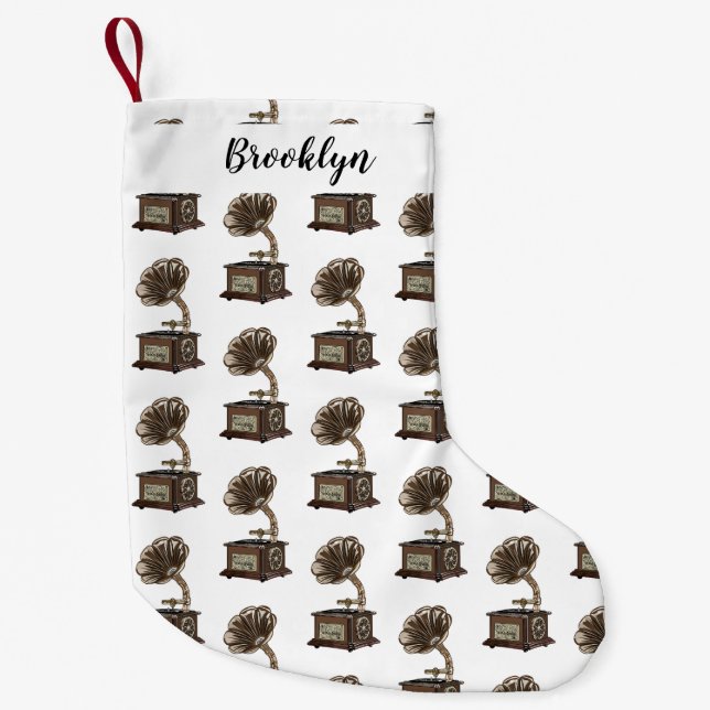 Meia De Natal Pequena Ilustração de desenho animado girável (Frente)