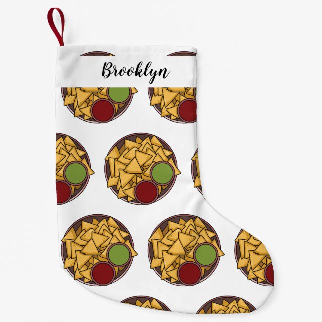 Meia De Natal Pequena Ilustração de desenho de Nachos (Frente)