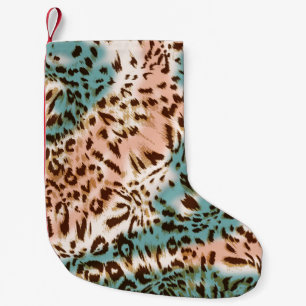 Meia De Natal Pequena Ilustração de padrão leopardo, impressão anima