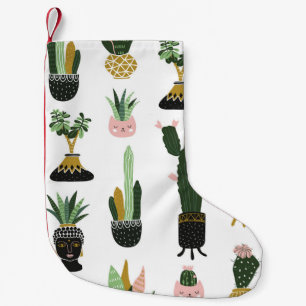 Meia De Natal Pequena Ilustração de Plantas Tropicais de Casa