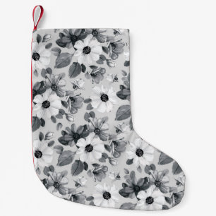 Meia De Natal Pequena Ilustração Vintage de Watercolor Buquê de Flores S