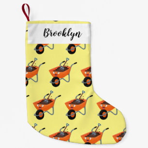 Meia De Natal Pequena Imagem de desenho animado de carrinho de mão laran