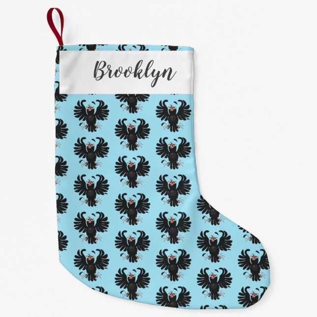 Meia De Natal Pequena Imagem de desenho animado de corvo maluco (Frente)