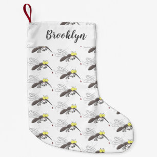 Meia De Natal Pequena Imagem de desenho animado de insetos mosquitos eng