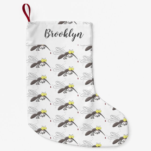 Meia De Natal Pequena Imagem de desenho animado de insetos mosquitos eng (Frente)