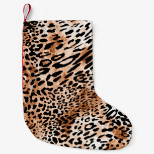 Meia De Natal Pequena Impressão Afro-Leopardo Invisível