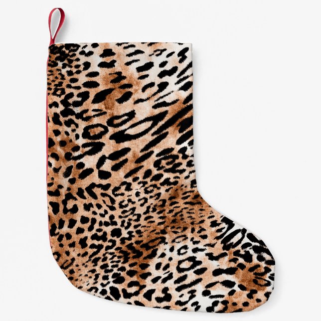 Meia De Natal Pequena Impressão Afro-Leopardo Invisível (Frente)