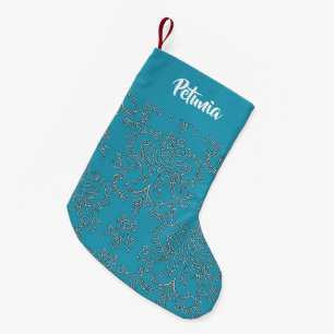 Meia De Natal Pequena Impressão de decoração azul