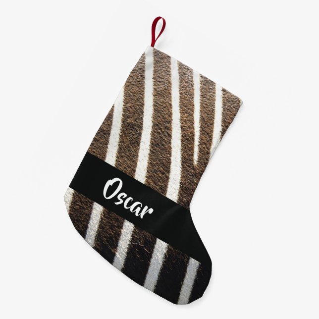 Meia De Natal Pequena Impressão de pele de zebra (Frente (Pendurada))