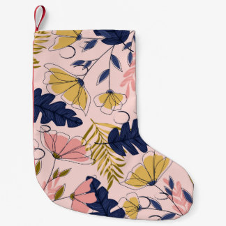 Meia De Natal Pequena Impressão de Vintage das Folhas Tropicais