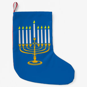 Meia De Natal Pequena impressão judeu menorah amarela hanukkah