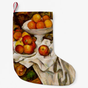 Meia De Natal Pequena Impressionismo de Impressão de Maçãs e Laranjas de