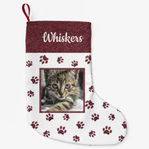 Meia De Natal Pequena Impressões Douradas de Glitter Paw de Rosa de Fot