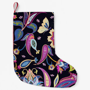 Meia De Natal Pequena Índia Paisley Seamless Floral Ornament