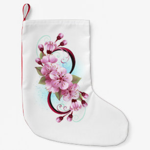 Meia De Natal Pequena Infinidade com Flores de Flor Sakura