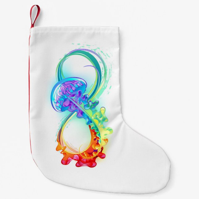 Meia De Natal Pequena Infinity with Rainbow Jellyfish (Frente)