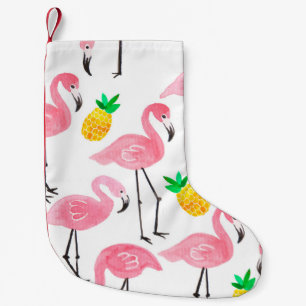 Meia De Natal Pequena Inflamingo, amarelo-abacaxi, cor-de-água rosa 