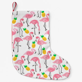 Meia De Natal Pequena Inflamingo, amarelo-abacaxi, rosa-d-água