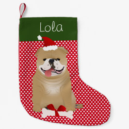 Meia De Natal Pequena Inglês Bulldog Buff Color Personalizado