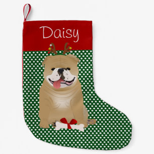 Meia De Natal Pequena Inglês Bulldog Fawn Color Personalizado