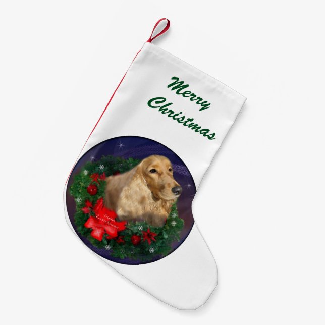Meia De Natal Pequena Inglês Cocker Spaniel Natal (Frente (Pendurada))