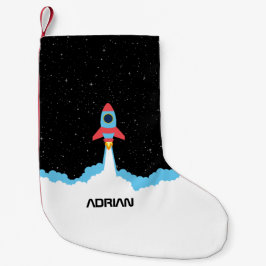 Meia De Natal Pequena Inicialização do Foguete no Nome Personalizado do 