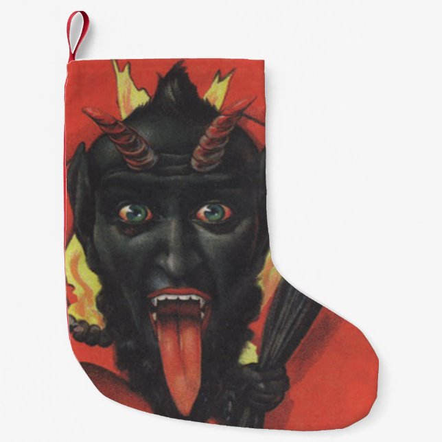 Meia De Natal Pequena Interruptor do Krampus Vermelho (Frente)
