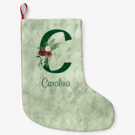 Meia De Natal Pequena Inverno Floral Ilustrado C Personalizado