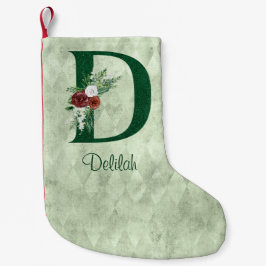 Meia De Natal Pequena Inverno Floral Ilustrado D Personalizado