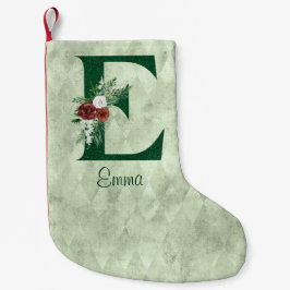Meia De Natal Pequena Inverno Floral Ilustrado E Personalizado