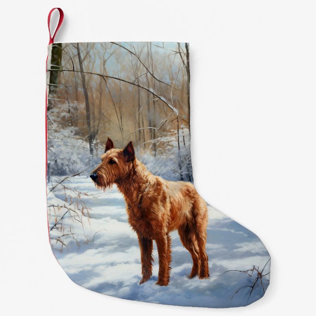 Meia De Natal Pequena Irish Terrier Deixe Nevar Natal (Frente)