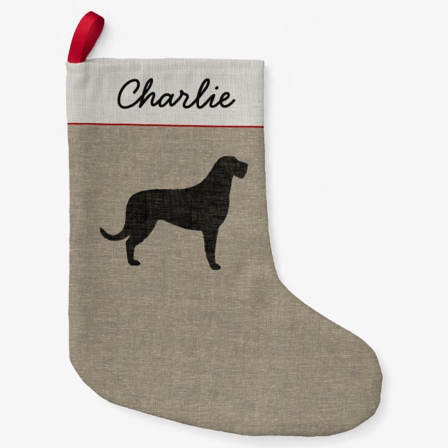 Meia De Natal Pequena Irish Wolfhound Dog Silhouette Custom Xmas (Frente)
