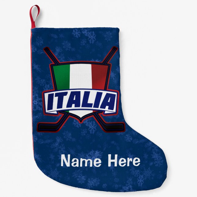 Meia De Natal Pequena Itália Italia Hockey Flag Stocks de Natal (Frente)