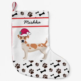 Meia De Natal Pequena Jack Russell Terrier Christmas, nome personalizado