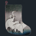 Meia De Natal Pequena Japonês Egrets Koson Cranes Winter Snow<br><div class="desc">Esta imagem baseia-se no Grupo de Egrets (1925-1936) de Ohara Koson (1877-1945). Original do Rijksmuseum.</div>