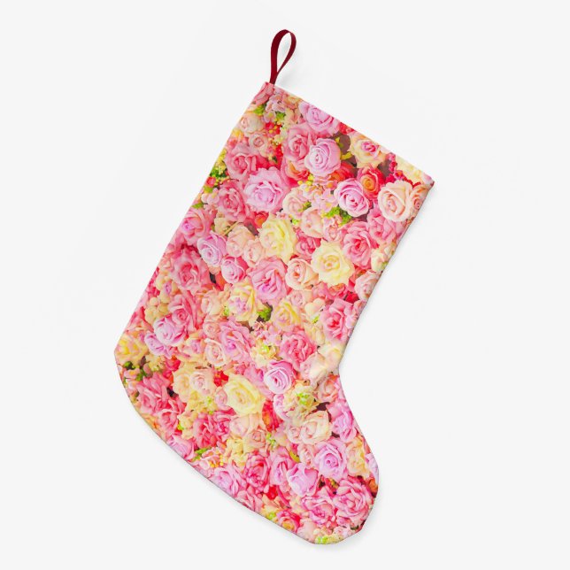 Meia De Natal Pequena Jardim de rosas (Frente (Pendurada))