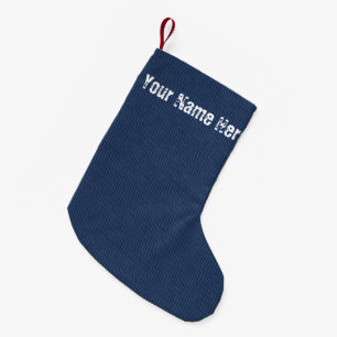 Meia De Natal Pequena Jeans Azuis Faux Tecido Adicionar Nome Stocks de N