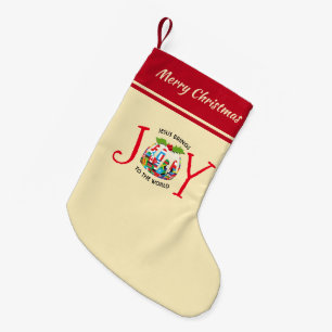 Meia De Natal Pequena JESUS cristão ALEGRIA AO MUNDO Festivo