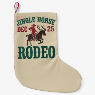 Meia De Natal Pequena Jingle Horse Dez 25 Rodeo Cowboy Xmas Cowgirl