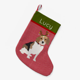 Meia De Natal Pequena Jolly Beagle Personalizada
